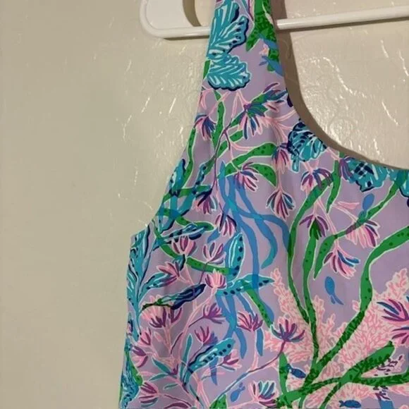 Lilly Pulitzer Crop Top Womens XL Purple Pink Reversible Athletic Tank Swim Ari - Picture 2 of 9